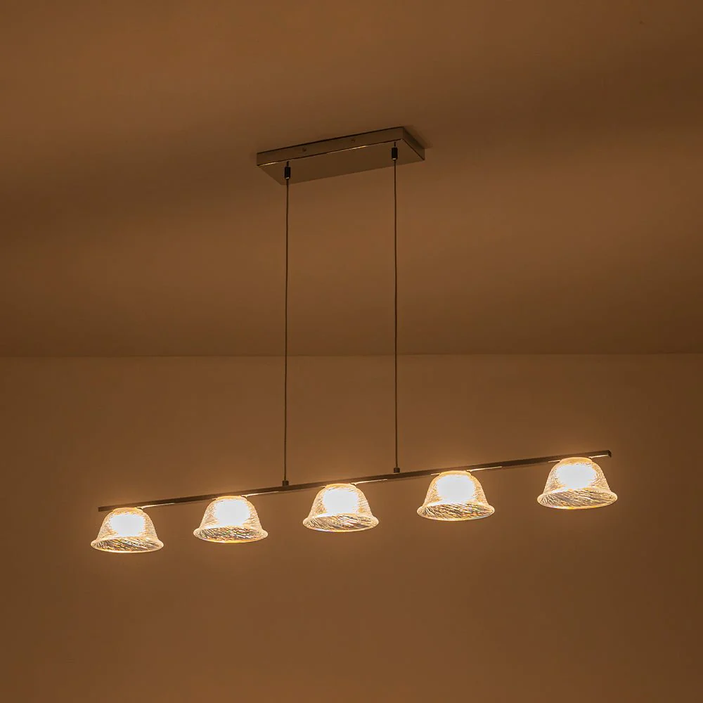 Dimmable LED Iridescent Glass Bell Island Chandelier - Image 11