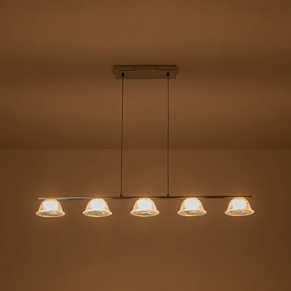 Dimmable LED Iridescent Glass Bell Island Chandelier - Image 12