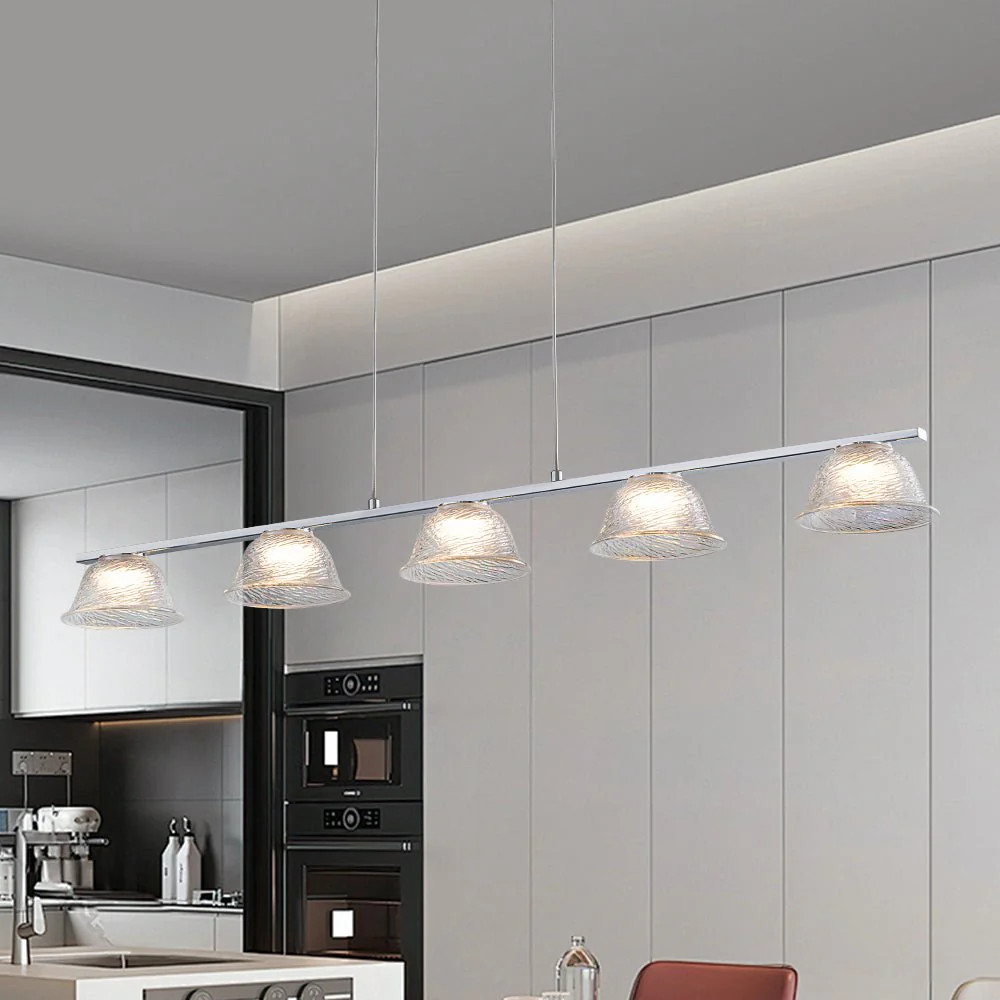 Dimmable LED Iridescent Glass Bell Island Chandelier - Image 2