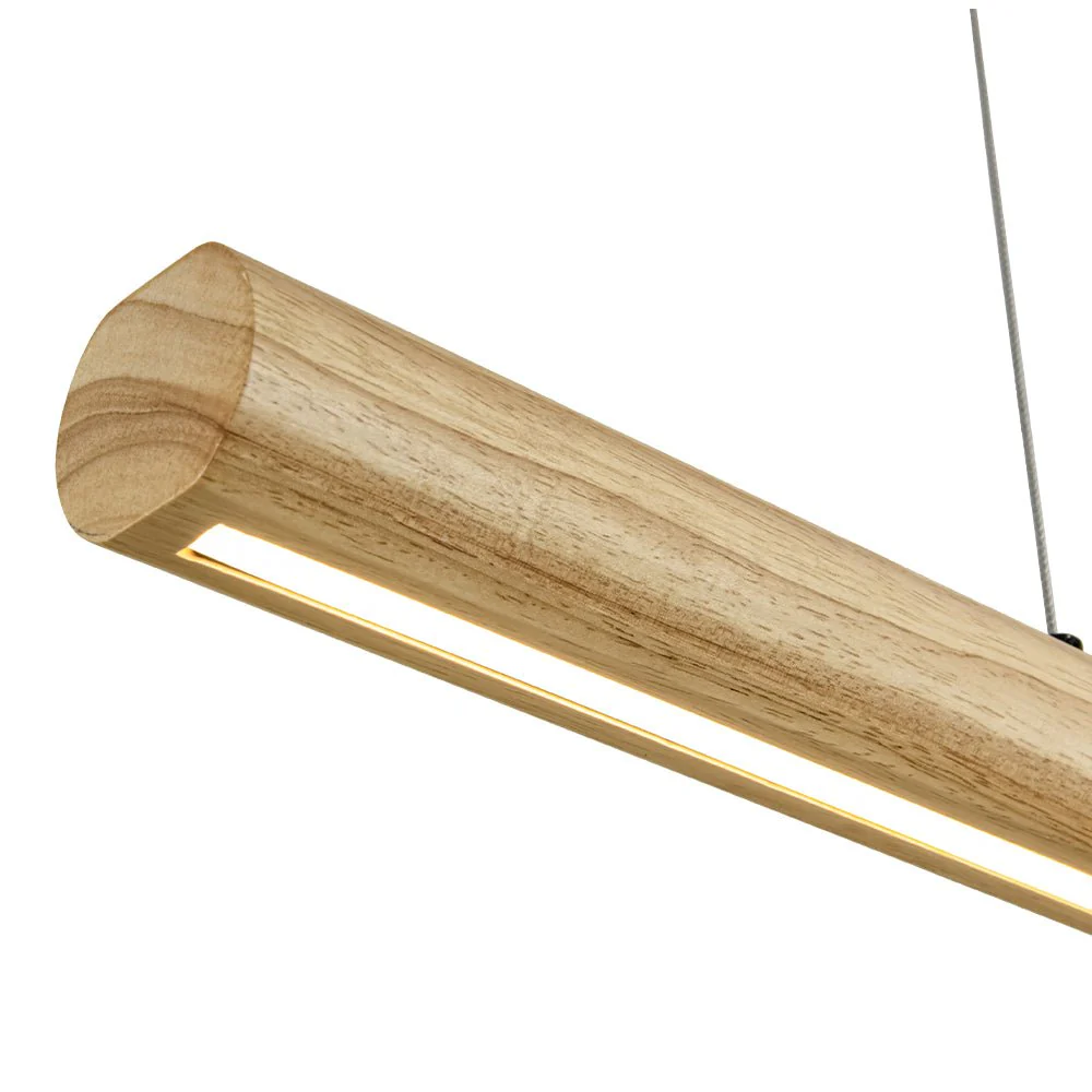Dimmable LED Pine Wooden Wide Linear Island Pendant - Image 10