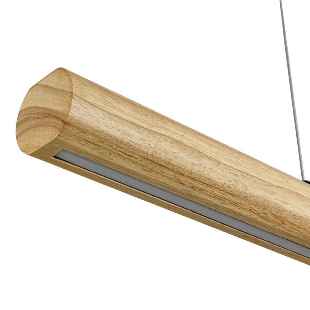 Dimmable LED Pine Wooden Wide Linear Island Pendant - Image 11