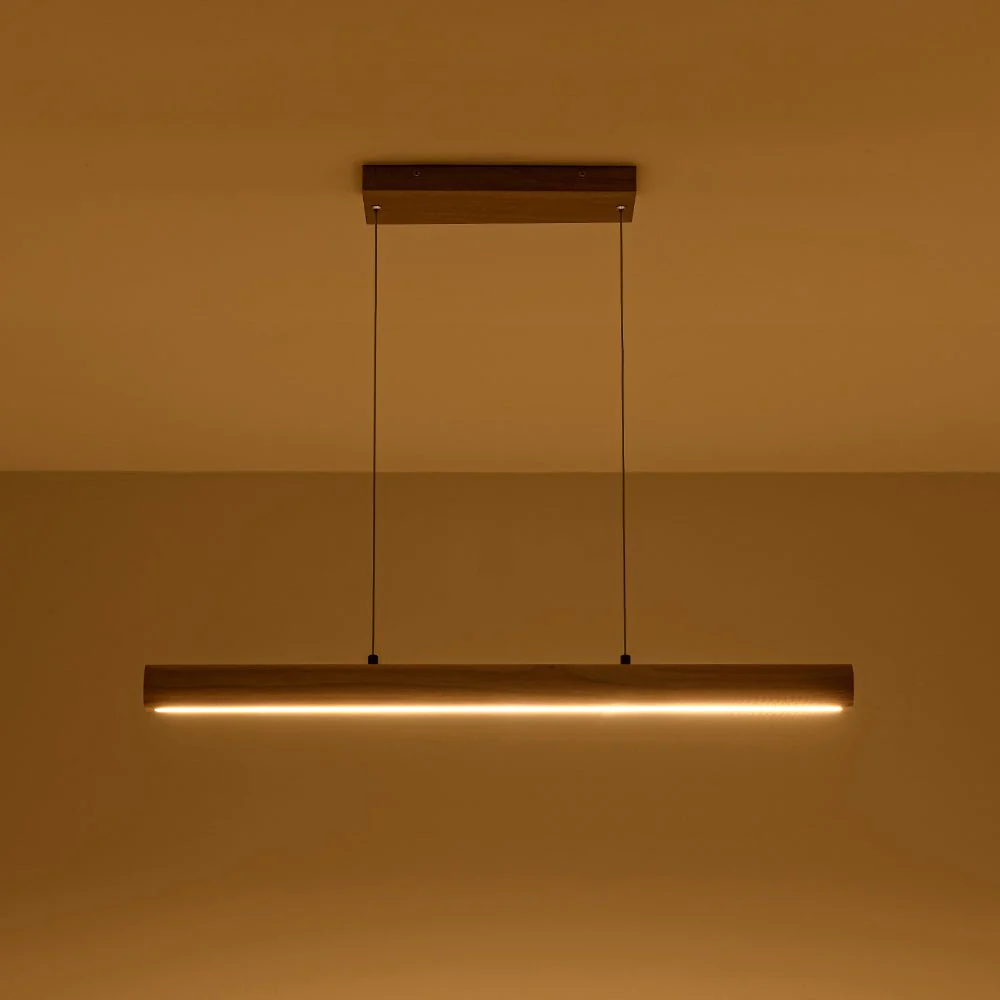 Dimmable LED Pine Wooden Wide Linear Island Pendant - Image 6