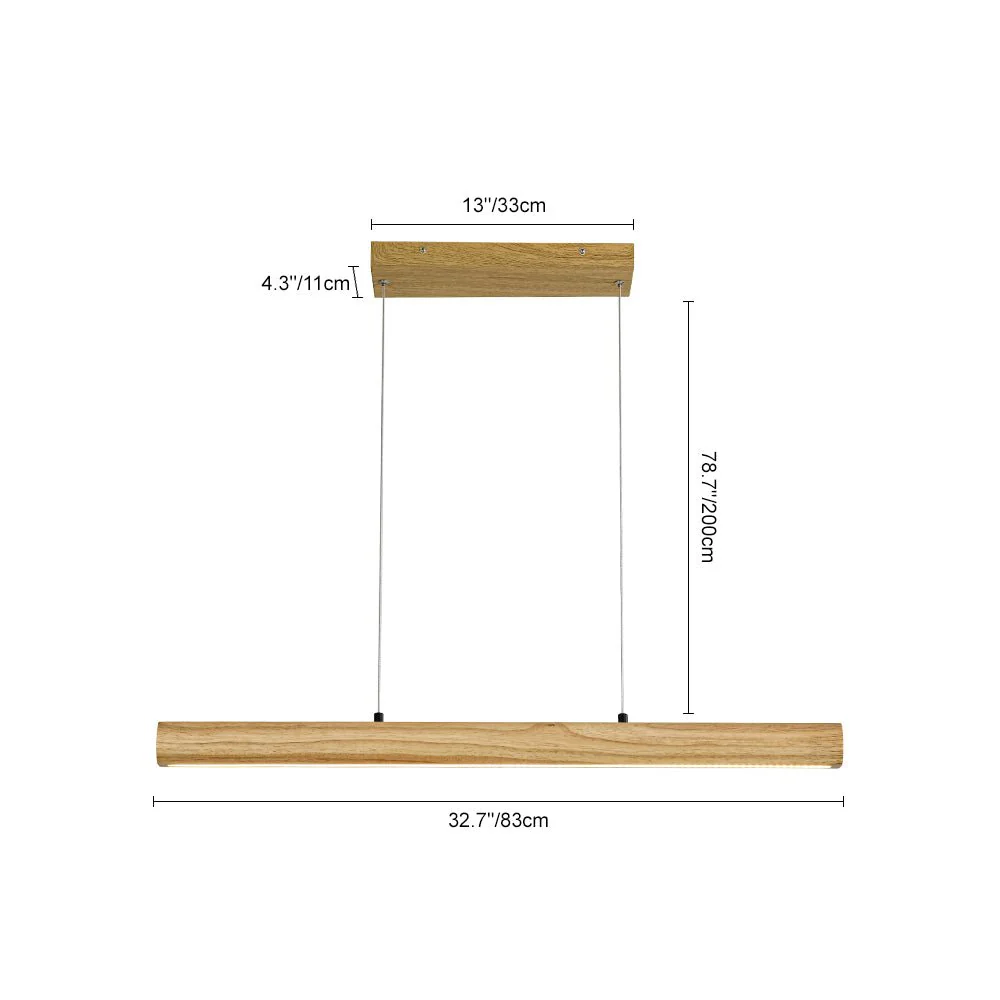 Dimmable LED Pine Wooden Wide Linear Island Pendant - Image 8
