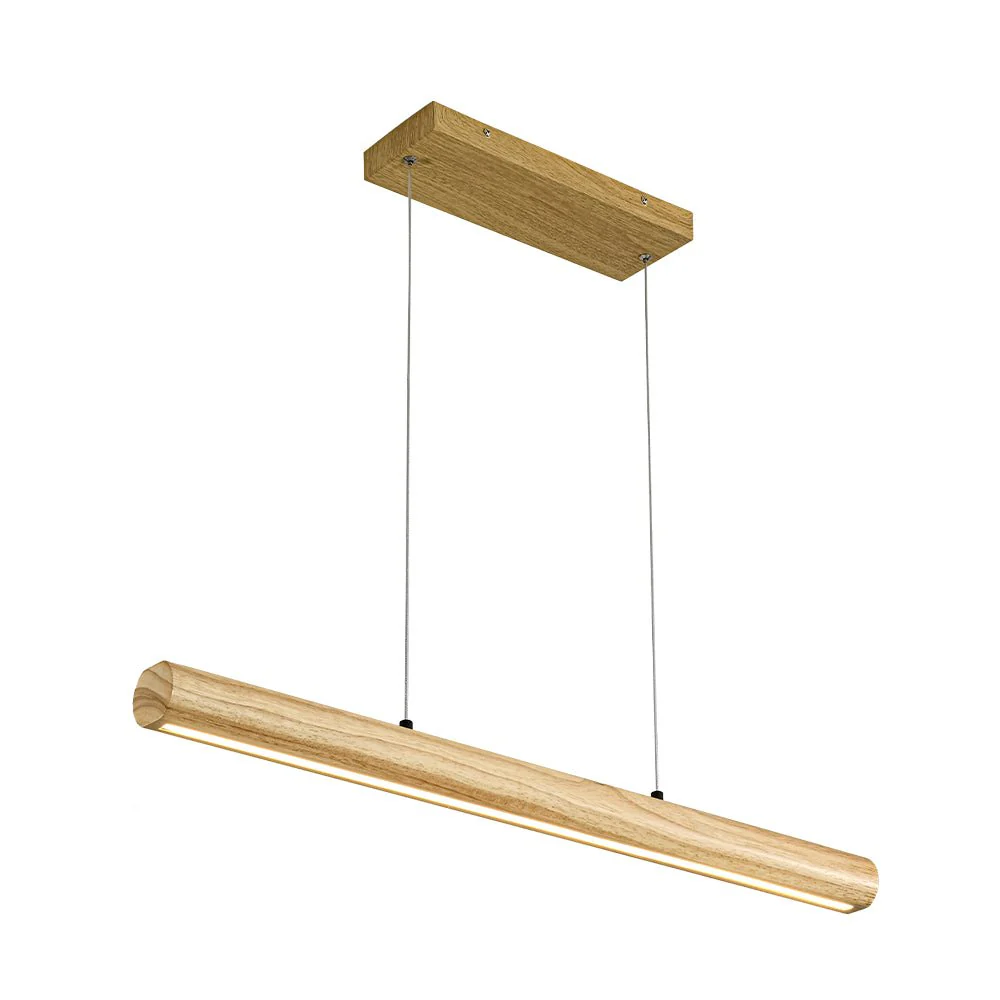 Dimmable LED Pine Wooden Wide Linear Island Pendant - Image 9