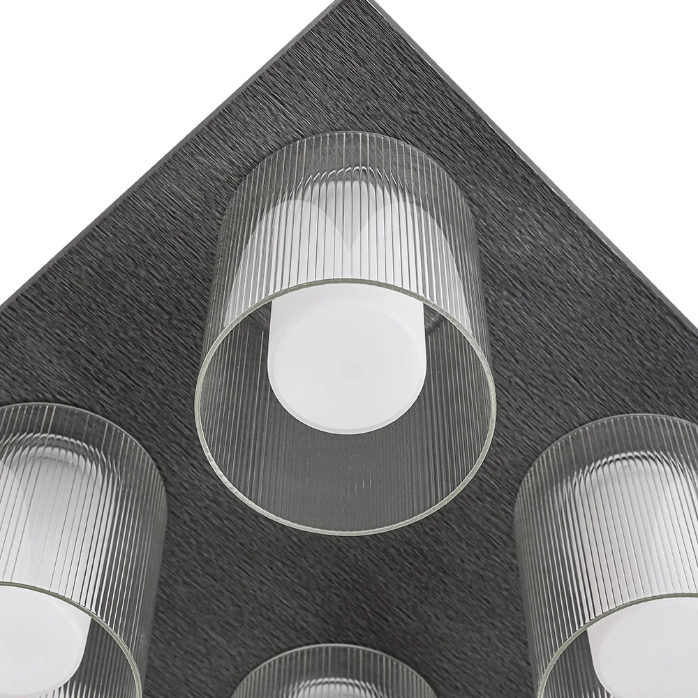 Dimmable LED Ribbed Glass 4-Light Square Semi Flush Mount - Image 15