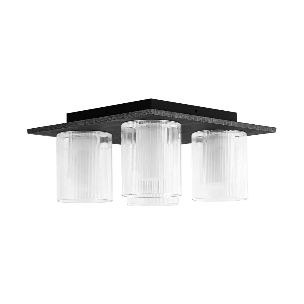 Dimmable LED Ribbed Glass 4-Light Square Semi Flush Mount - Image 6