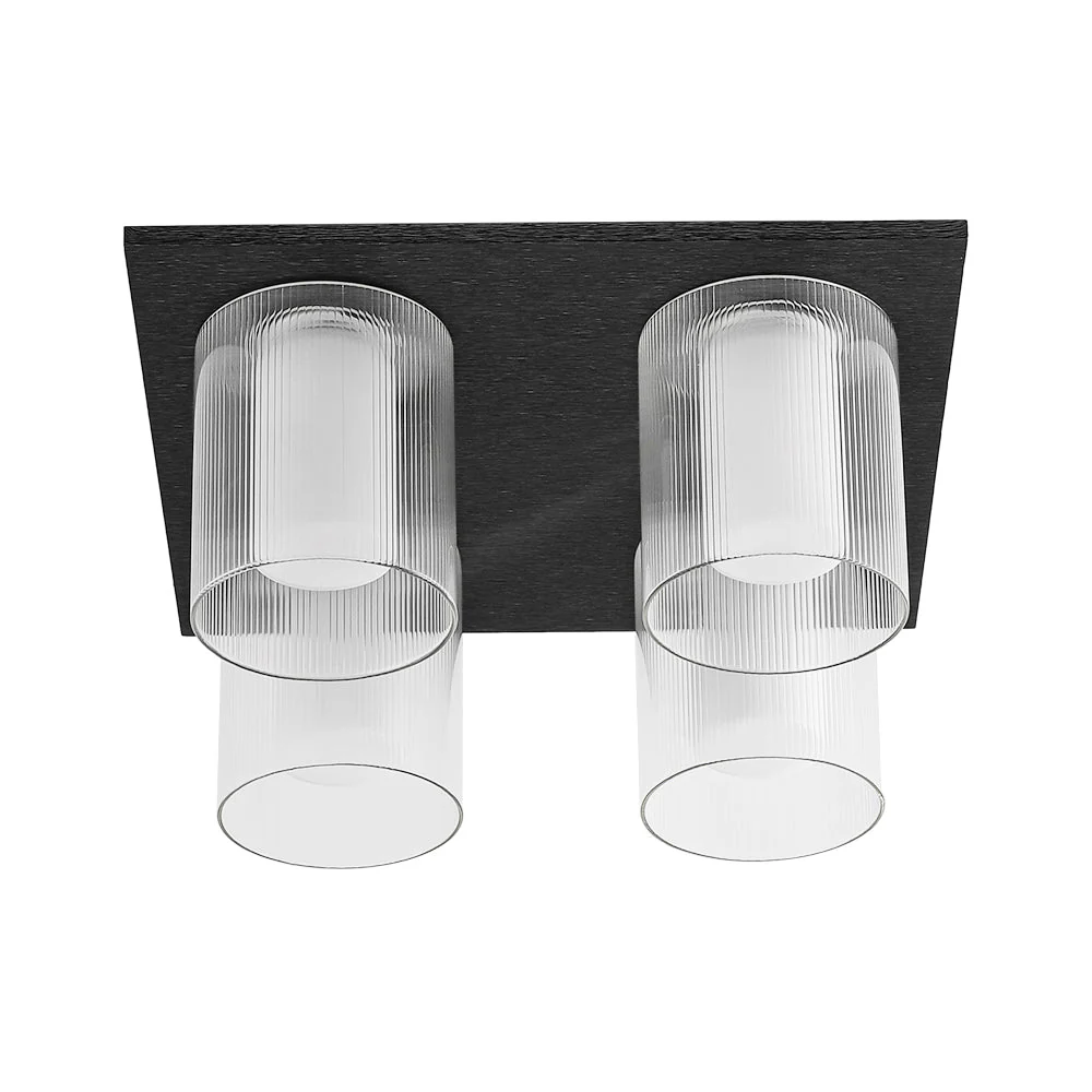 Dimmable LED Ribbed Glass 4-Light Square Semi Flush Mount - Image 8