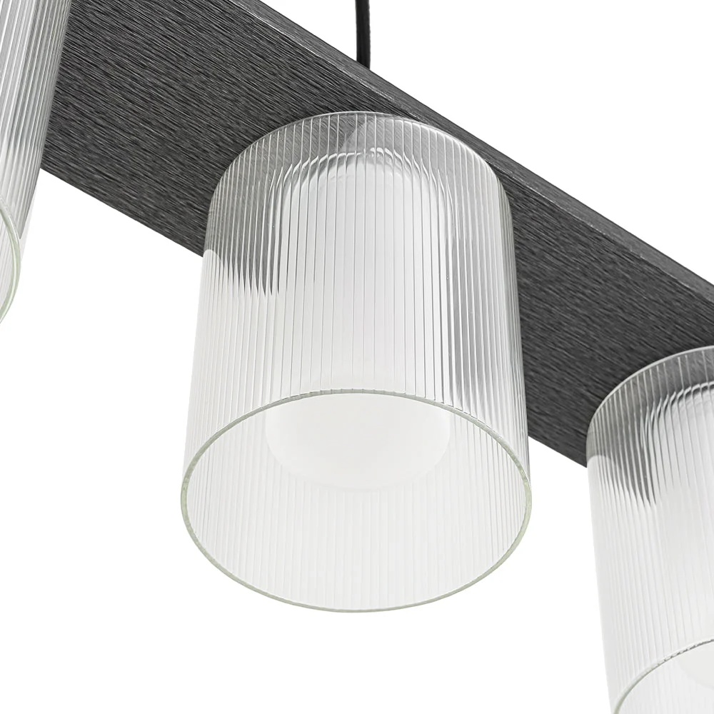 Dimmable LED Ribbed Glass Shade Kitchen Island Chandelier - Image 10