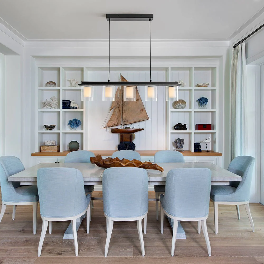 Dimmable LED Ribbed Glass Shade Kitchen Island Chandelier - Image 2