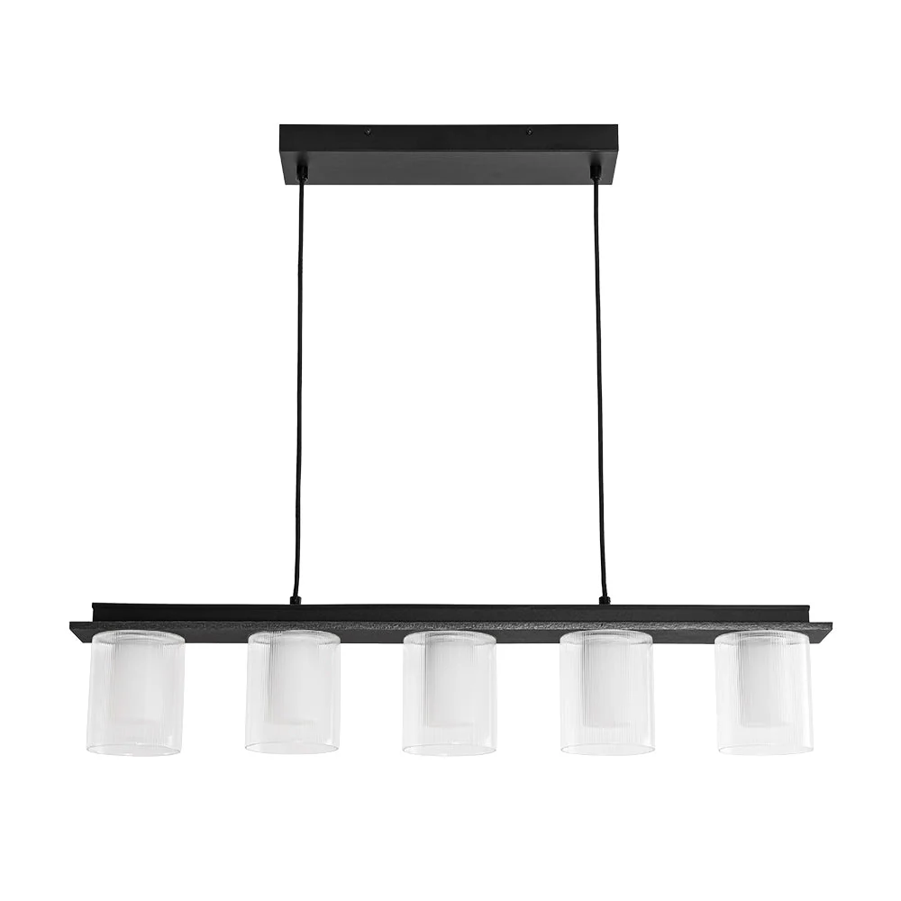 Dimmable LED Ribbed Glass Shade Kitchen Island Chandelier - Image 4