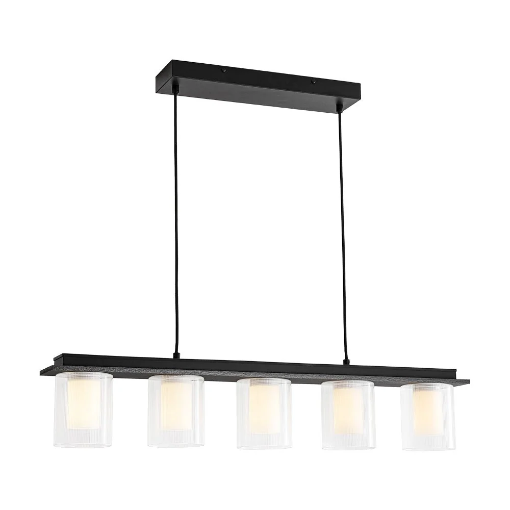 Dimmable LED Ribbed Glass Shade Kitchen Island Chandelier - Image 5