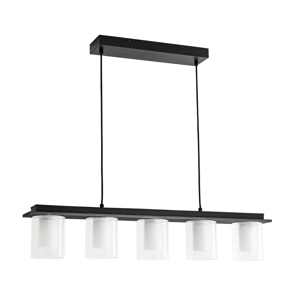 Dimmable LED Ribbed Glass Shade Kitchen Island Chandelier - Image 6
