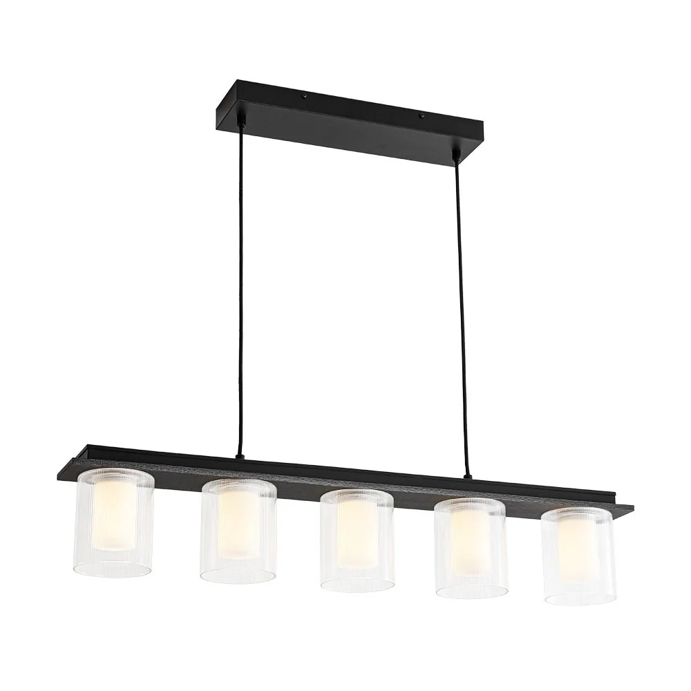 Dimmable LED Ribbed Glass Shade Kitchen Island Chandelier - Image 7