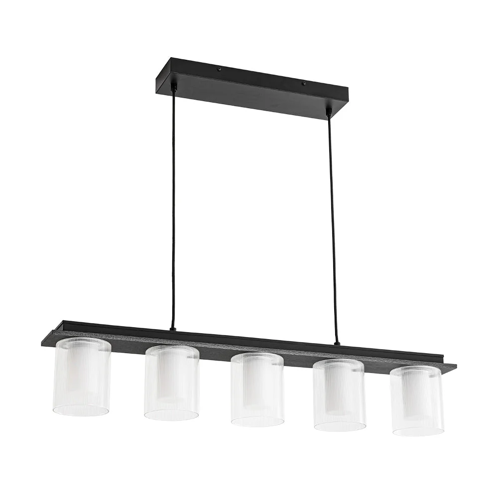 Dimmable LED Ribbed Glass Shade Kitchen Island Chandelier - Image 8