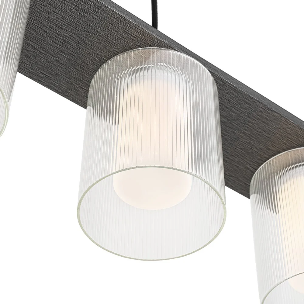 Dimmable LED Ribbed Glass Shade Kitchen Island Chandelier - Image 9