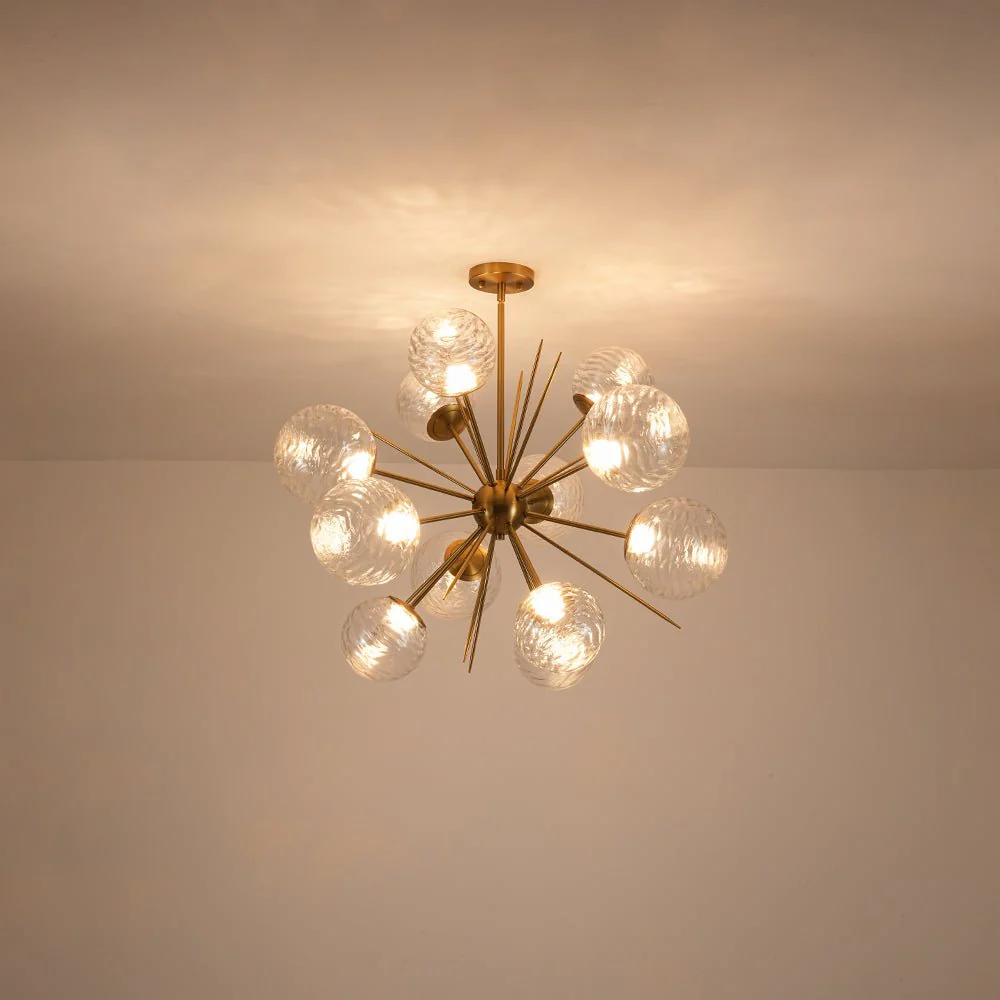 Dimmable LED Ripple Glass Bubble Sputnik Sunburst Chandelier - Image 10