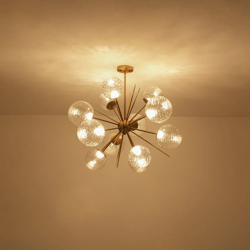 Dimmable LED Ripple Glass Bubble Sputnik Sunburst Chandelier - Image 11