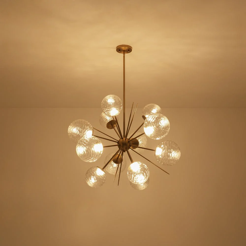 Dimmable LED Ripple Glass Bubble Sputnik Sunburst Chandelier - Image 12