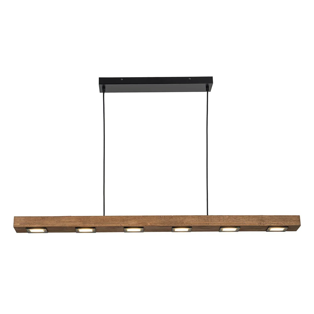 Dimmable LED Rustic Linear Oak Wood Kitchen Island Pendant - Image 15