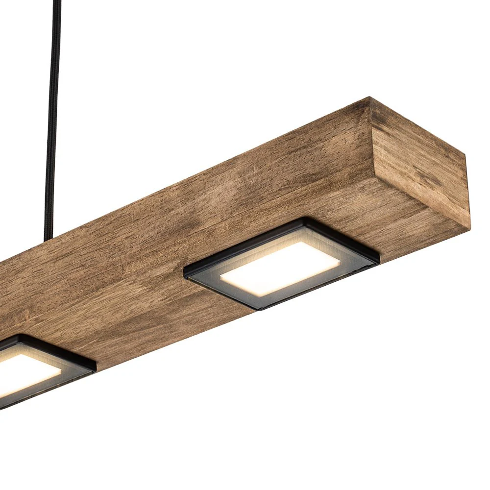 Dimmable LED Rustic Linear Oak Wood Kitchen Island Pendant - Image 19