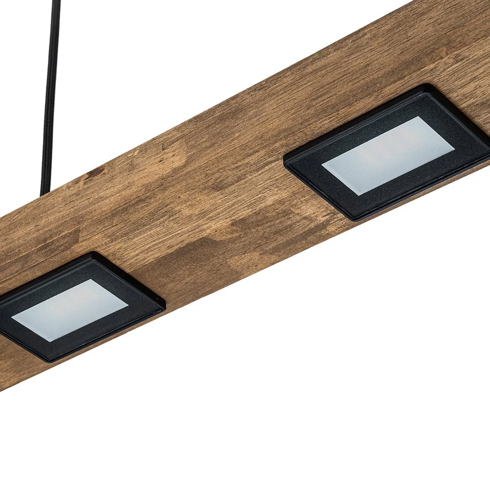 Dimmable LED Rustic Linear Oak Wood Kitchen Island Pendant - Image 20