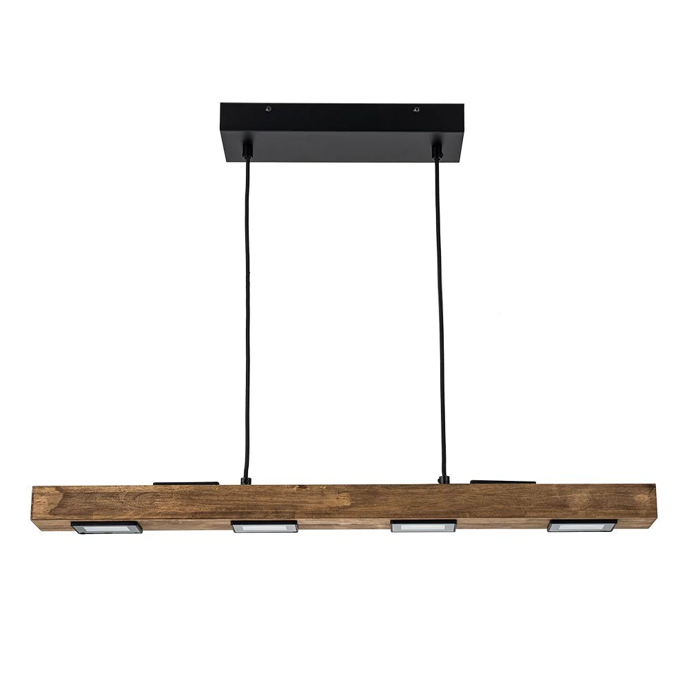Dimmable LED Rustic Linear Oak Wood Kitchen Island Pendant - Image 4