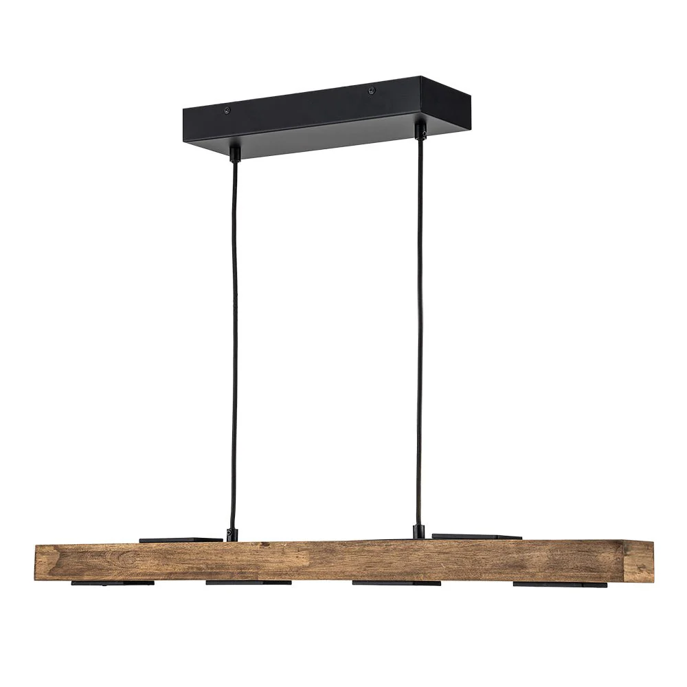 Dimmable LED Rustic Linear Oak Wood Kitchen Island Pendant - Image 5