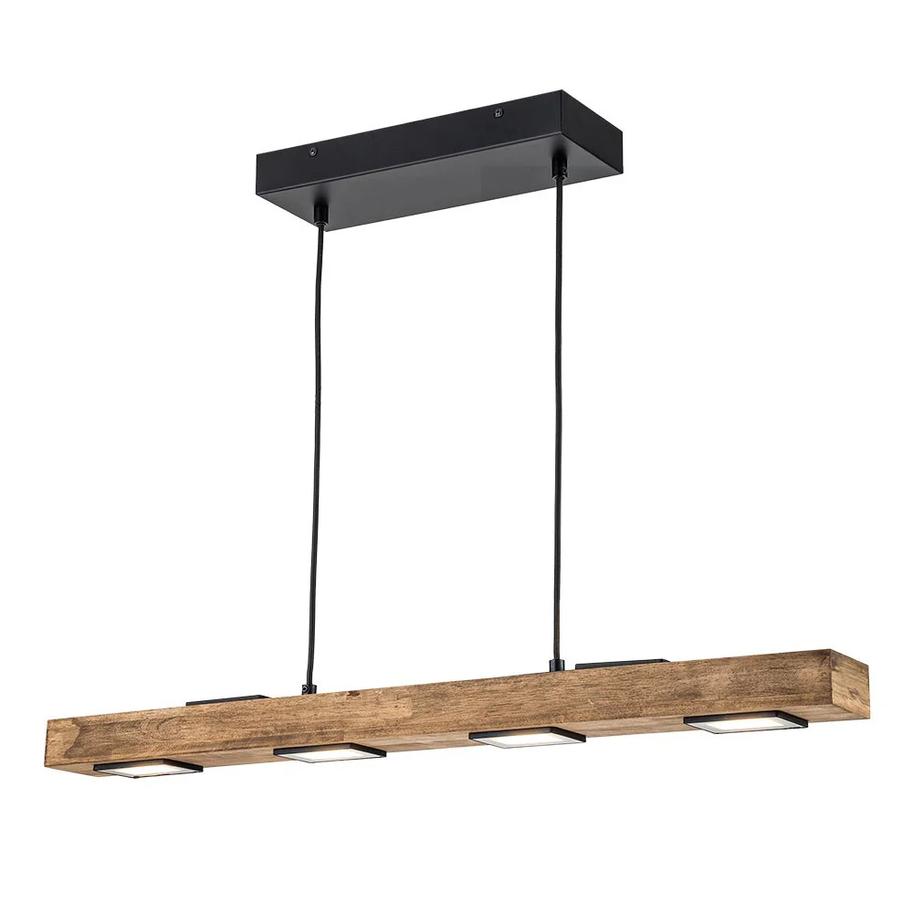 Dimmable LED Rustic Linear Oak Wood Kitchen Island Pendant - Image 6