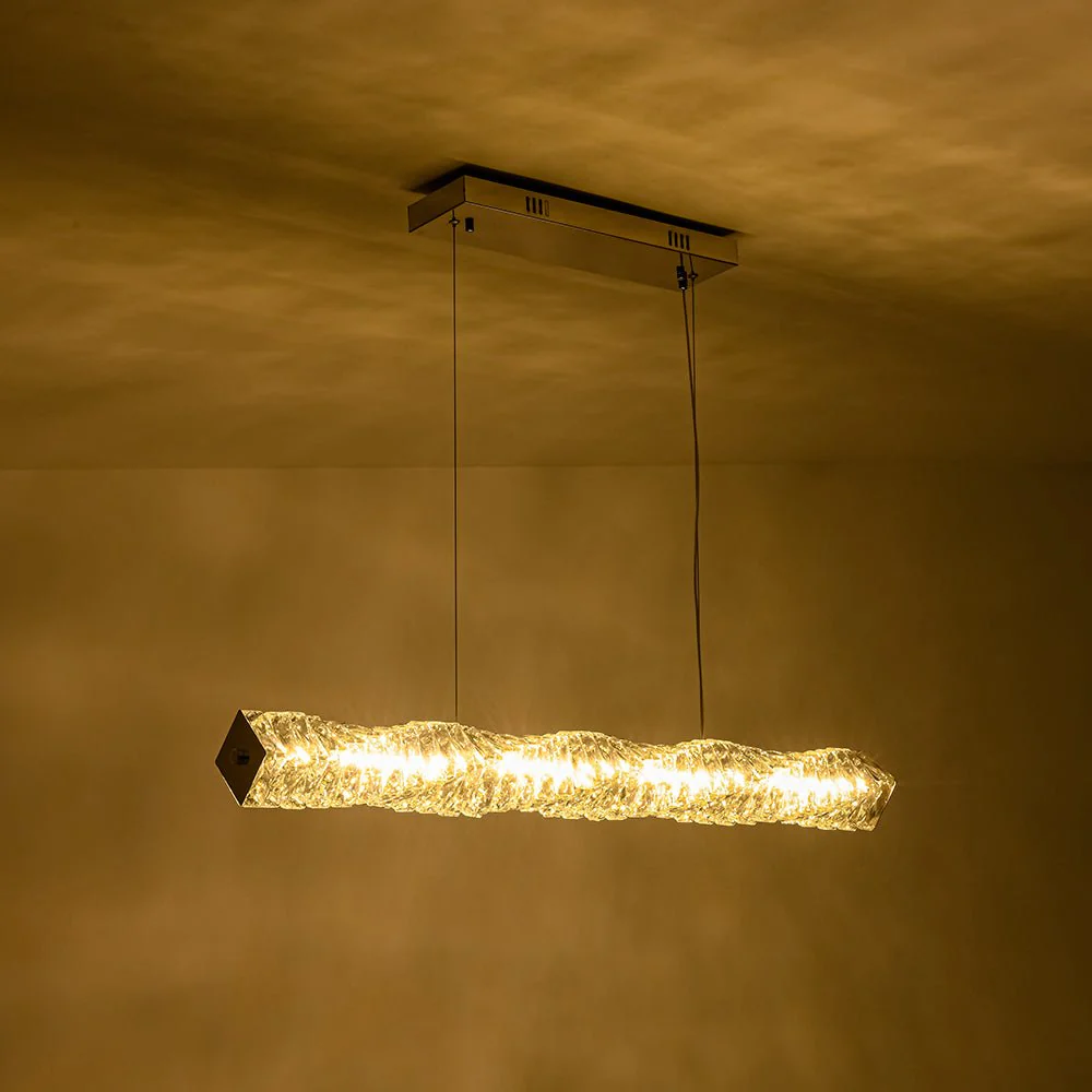 Dimmable LED Twisted Crystal Linear Island Chandelier - Image 10