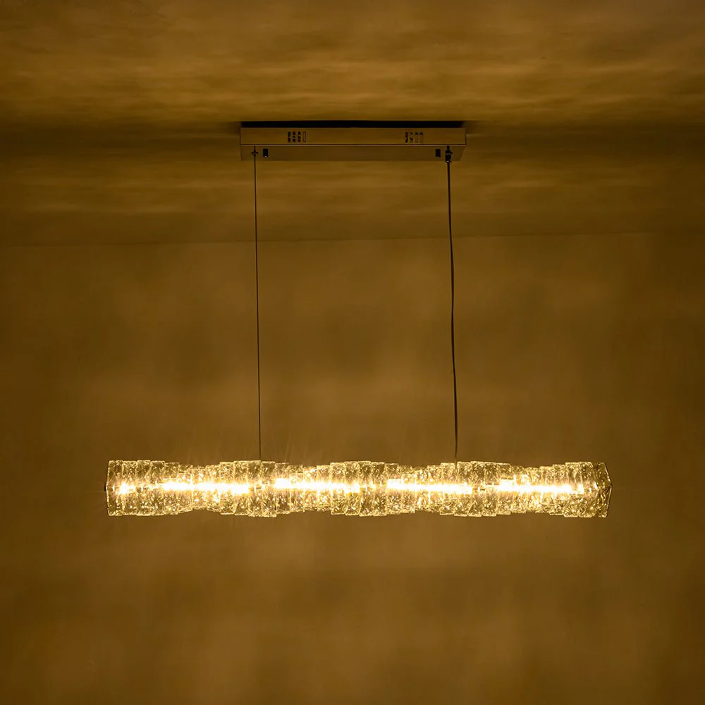 Dimmable LED Twisted Crystal Linear Island Chandelier - Image 11