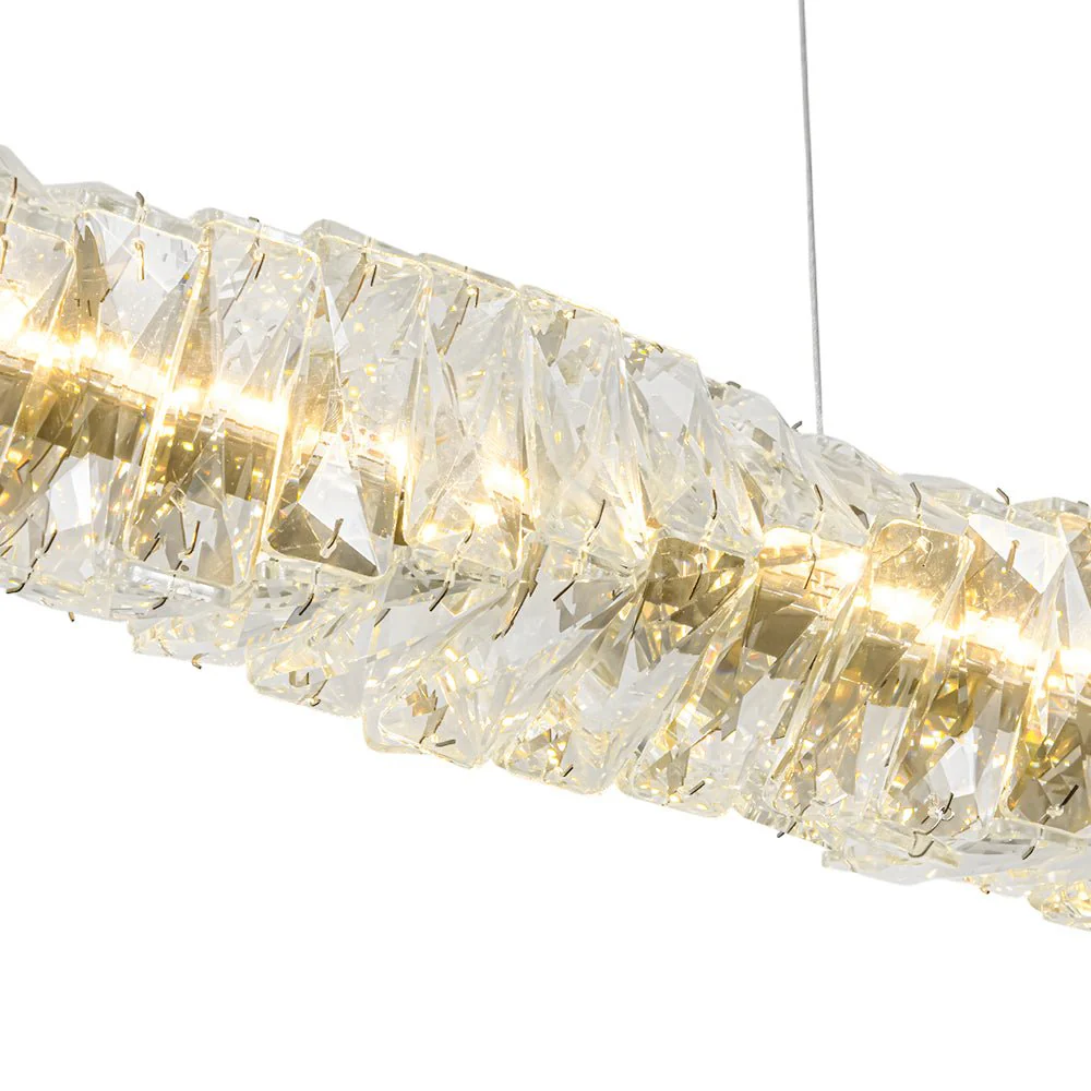 Dimmable LED Twisted Crystal Linear Island Chandelier - Image 12
