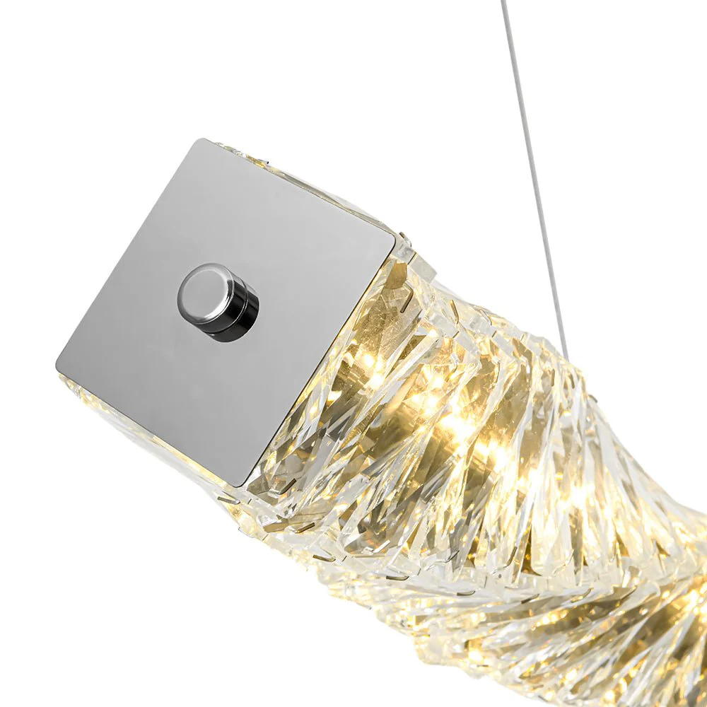 Dimmable LED Twisted Crystal Linear Island Chandelier - Image 14