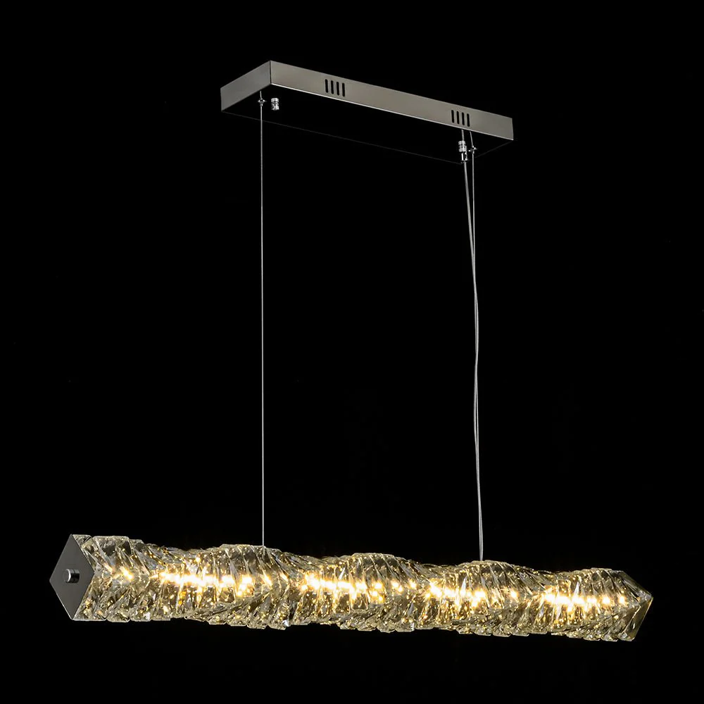 Dimmable LED Twisted Crystal Linear Island Chandelier - Image 3