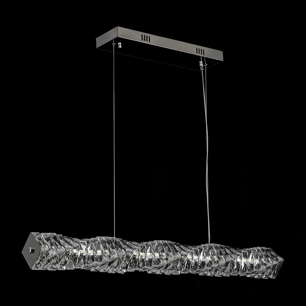 Dimmable LED Twisted Crystal Linear Island Chandelier - Image 4