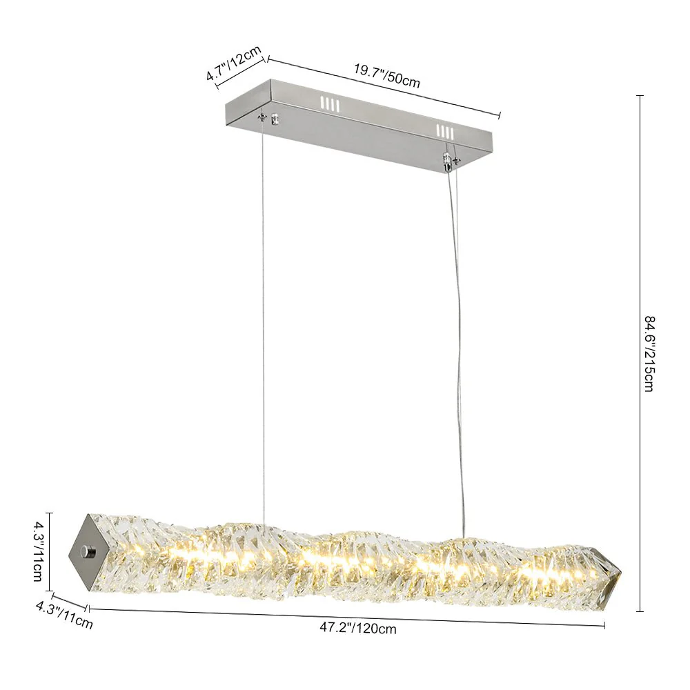 Dimmable LED Twisted Crystal Linear Island Chandelier - Image 5