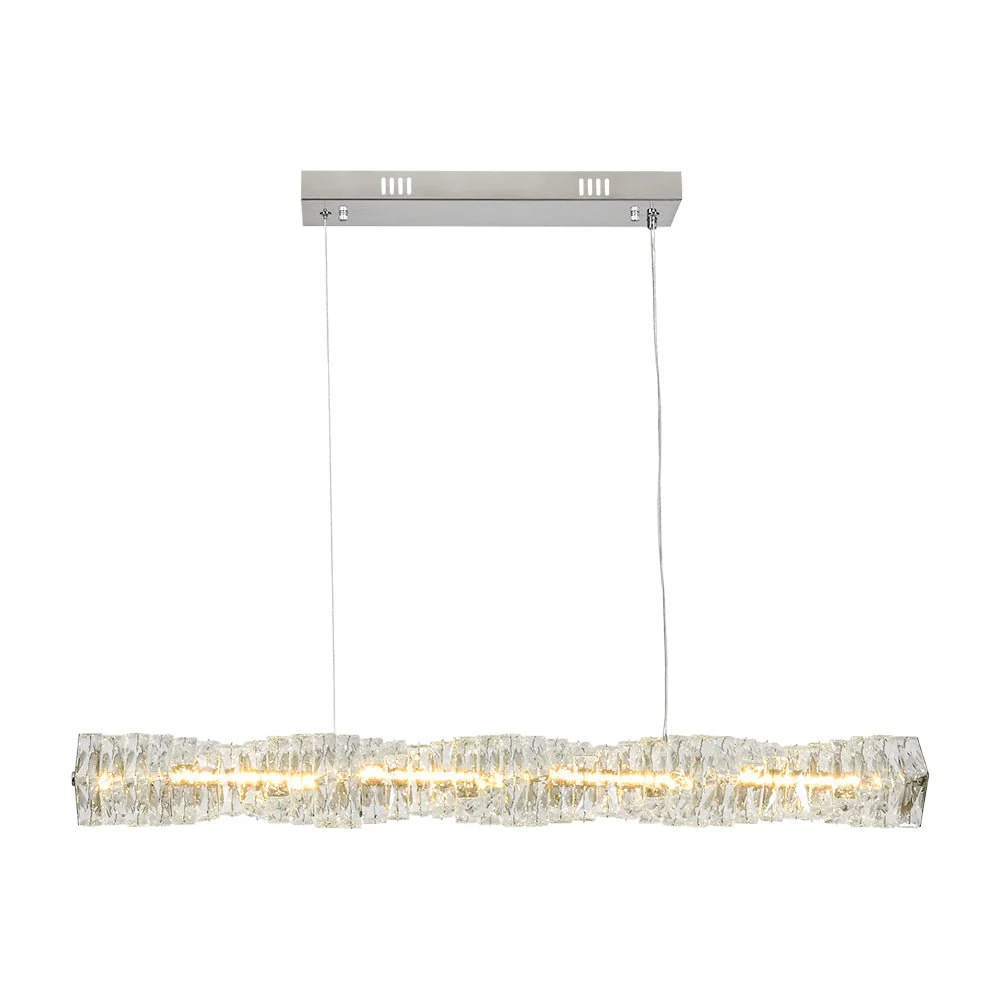 Dimmable LED Twisted Crystal Linear Island Chandelier - Image 6