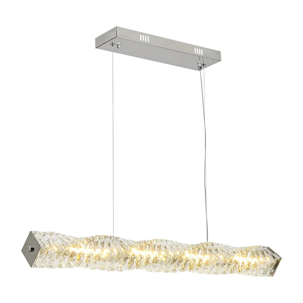 Dimmable LED Twisted Crystal Linear Island Chandelier - Image 9