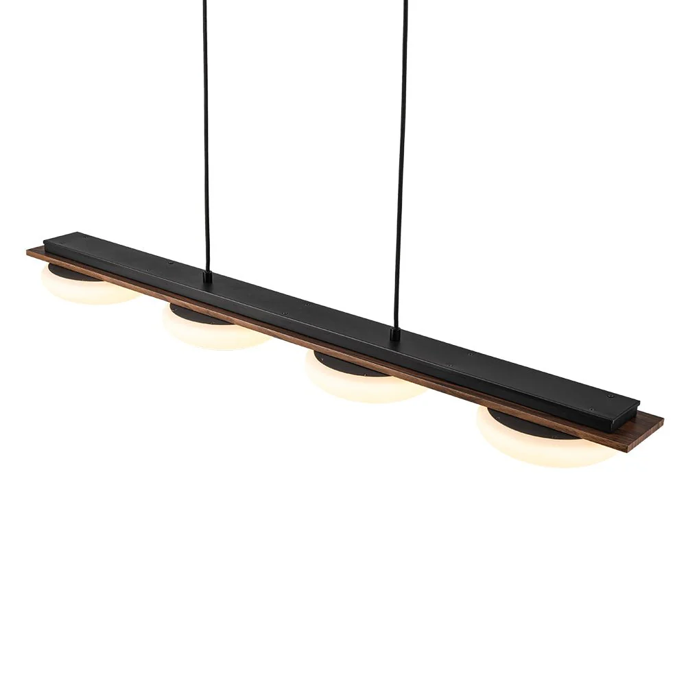 (OpenBox) Dimmable LED Walnut Wood Grain Linear Island Chandelier - Image 10