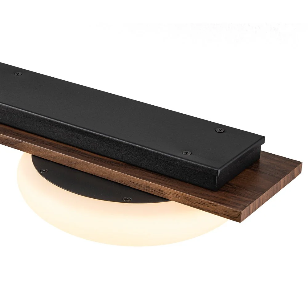 (OpenBox) Dimmable LED Walnut Wood Grain Linear Island Chandelier - Image 12