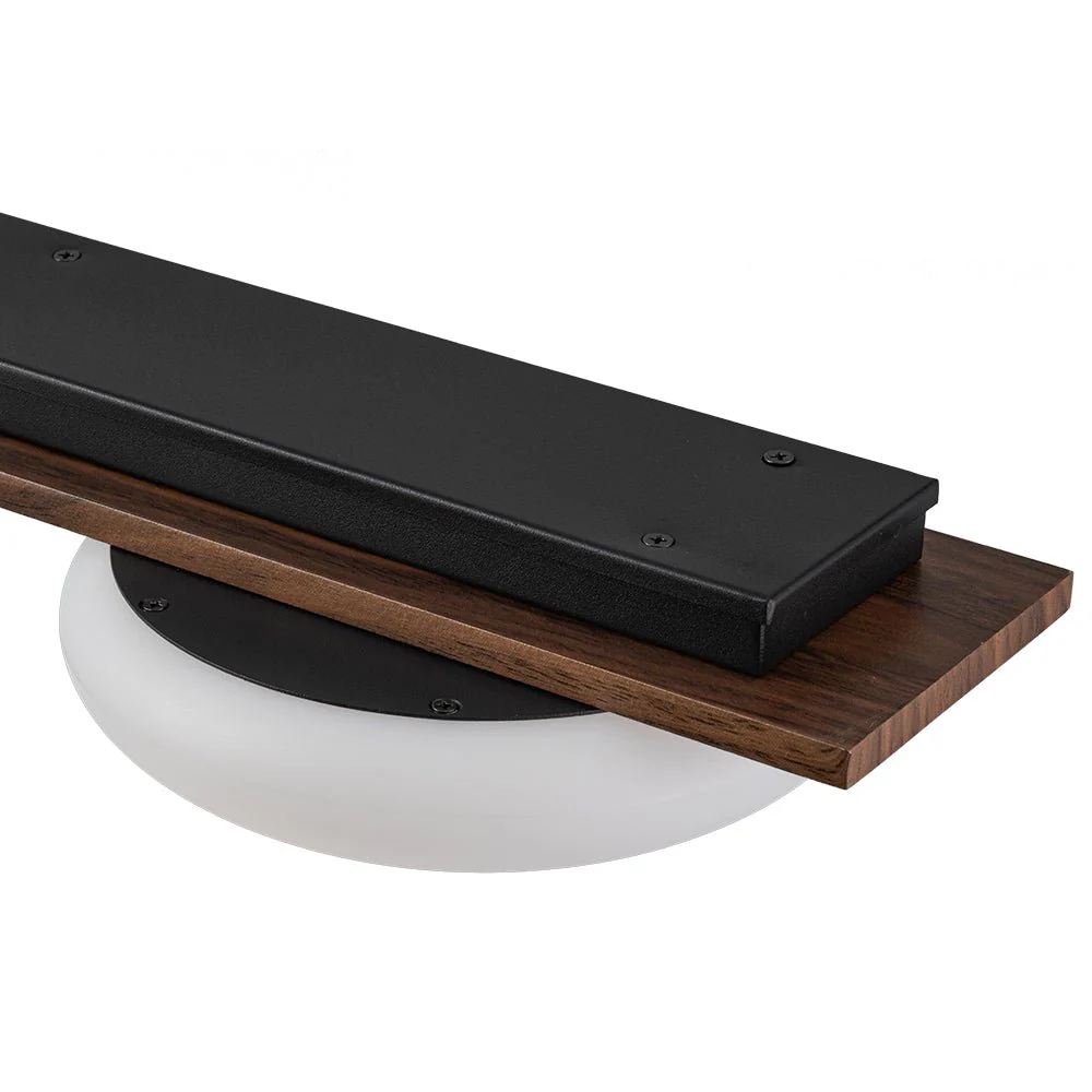 (OpenBox) Dimmable LED Walnut Wood Grain Linear Island Chandelier - Image 13