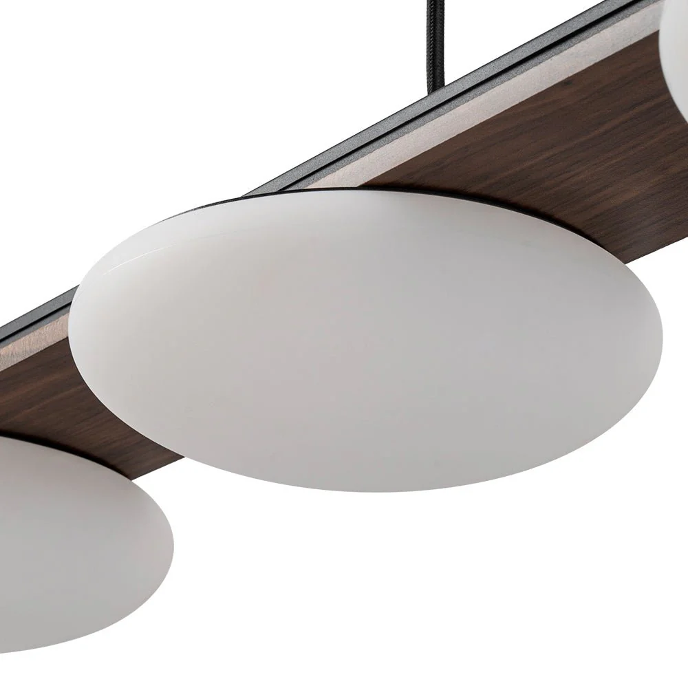 (OpenBox) Dimmable LED Walnut Wood Grain Linear Island Chandelier - Image 14