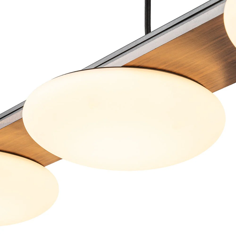 (OpenBox) Dimmable LED Walnut Wood Grain Linear Island Chandelier - Image 15