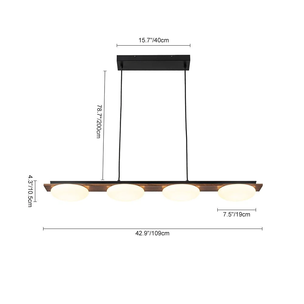 (OpenBox) Dimmable LED Walnut Wood Grain Linear Island Chandelier - Image 19