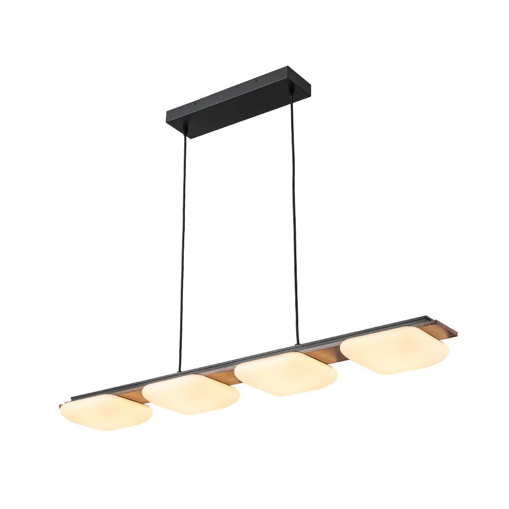 (OpenBox) Dimmable LED Walnut Wood Grain Linear Island Chandelier - Image 20