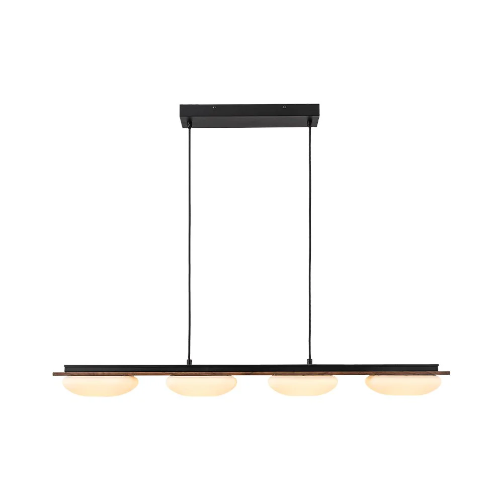 (OpenBox) Dimmable LED Walnut Wood Grain Linear Island Chandelier - Image 22