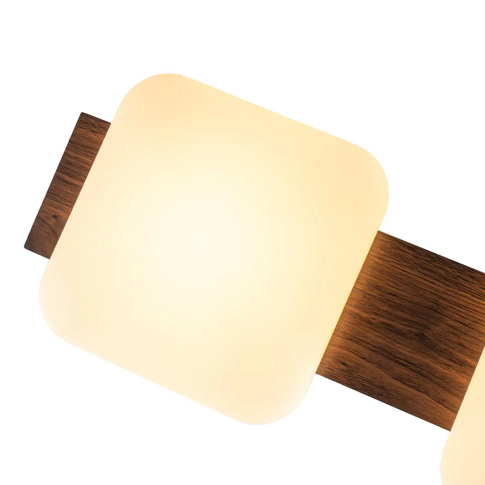 (OpenBox) Dimmable LED Walnut Wood Grain Linear Island Chandelier - Image 23