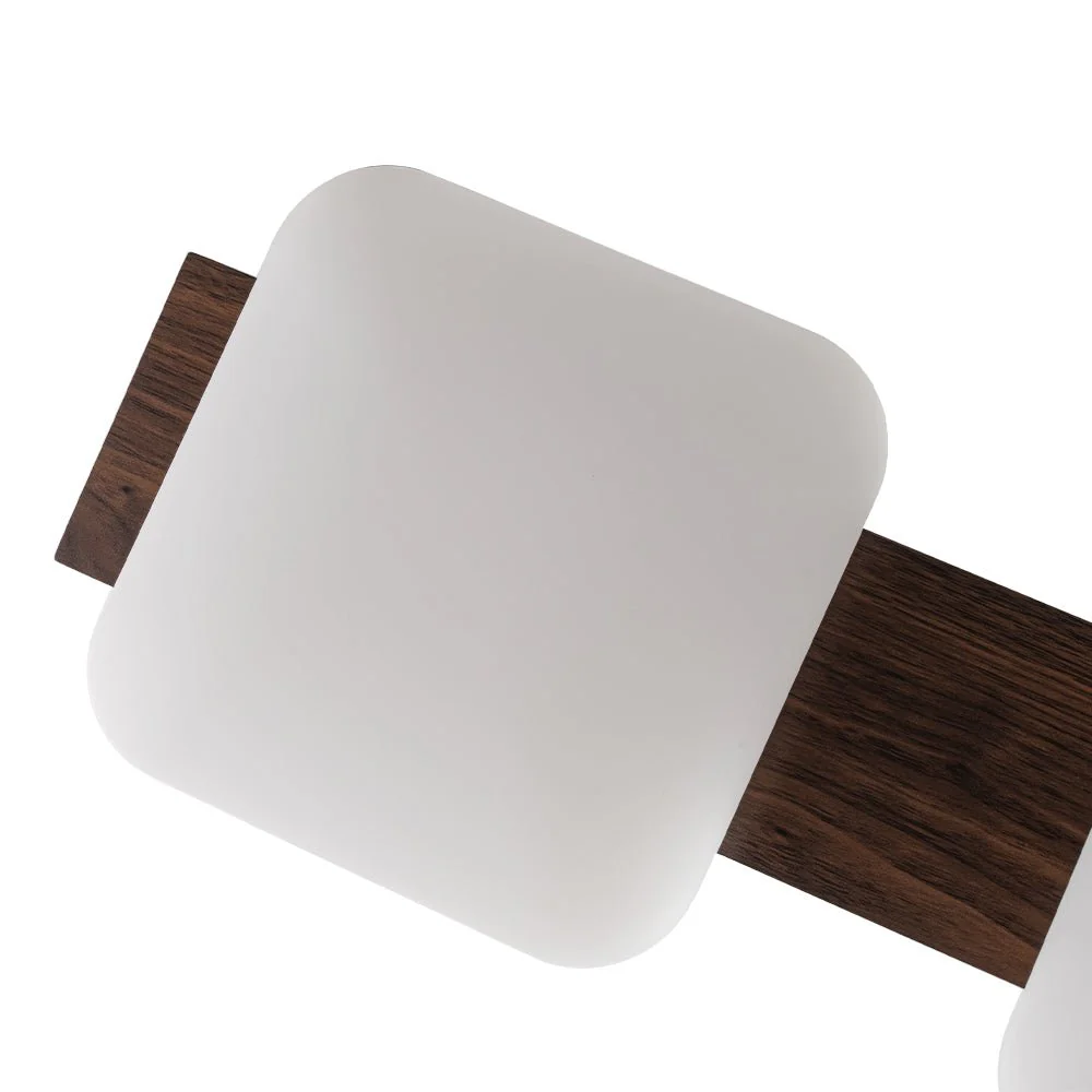(OpenBox) Dimmable LED Walnut Wood Grain Linear Island Chandelier - Image 24