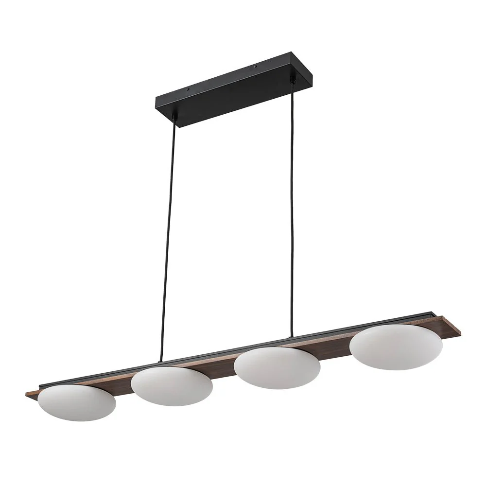 (OpenBox) Dimmable LED Walnut Wood Grain Linear Island Chandelier - Image 5
