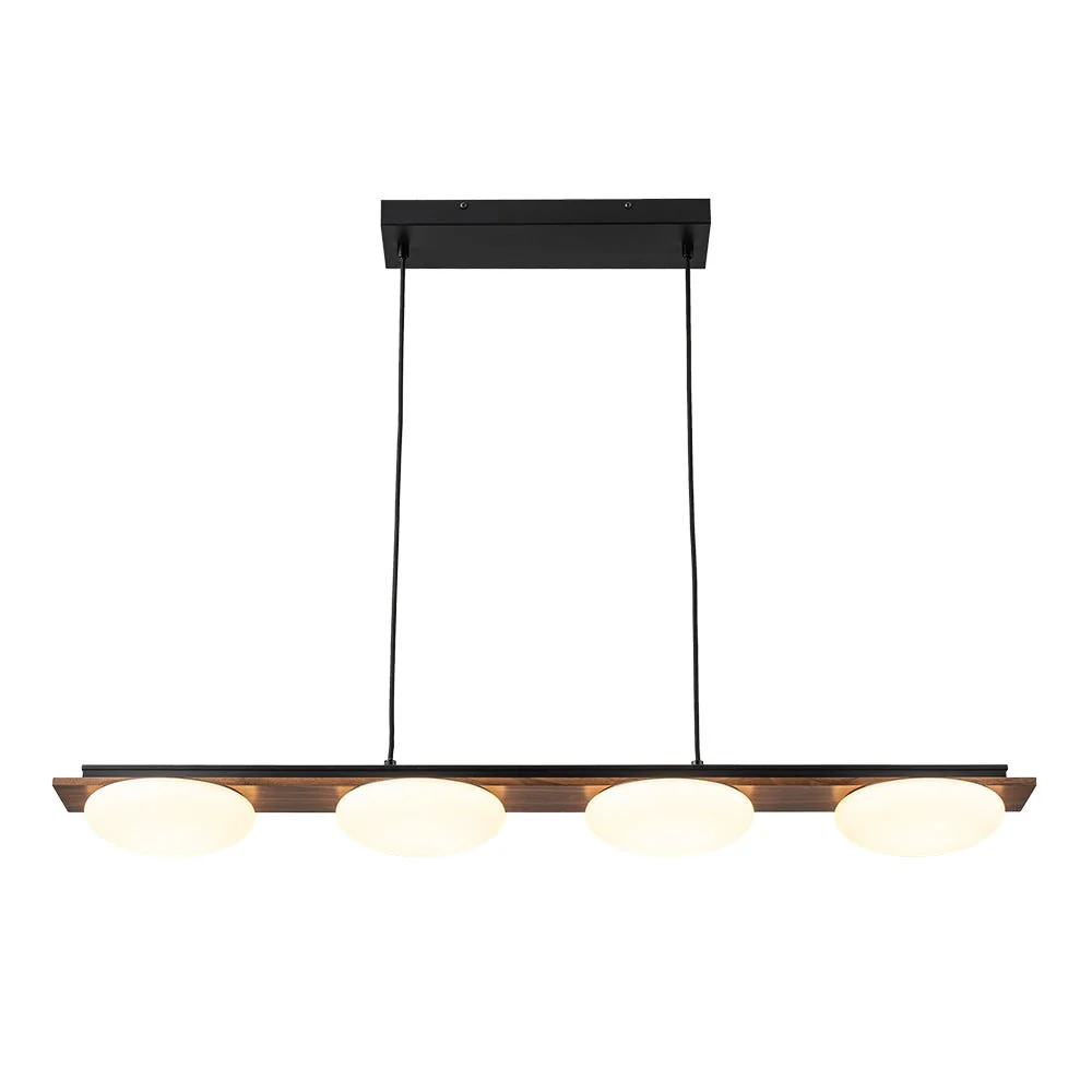 (OpenBox) Dimmable LED Walnut Wood Grain Linear Island Chandelier - Image 6