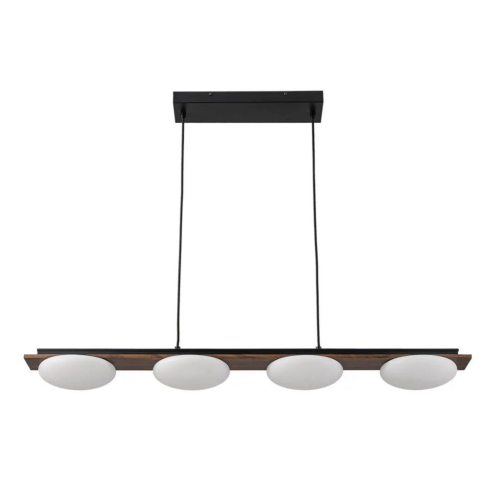 (OpenBox) Dimmable LED Walnut Wood Grain Linear Island Chandelier - Image 7